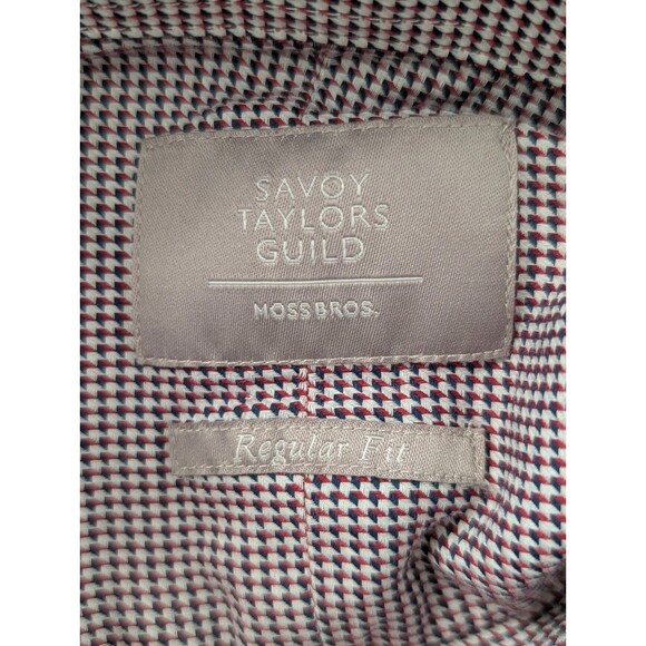 Savoy Taylors Guild Moss Bros Men's Dress Shirt Size 17 Geometric Print Office - Picture 6 of 12
